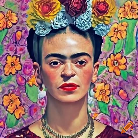 Portrait Of Frida Kahlo With Flowers In Her Hair On Craiyon