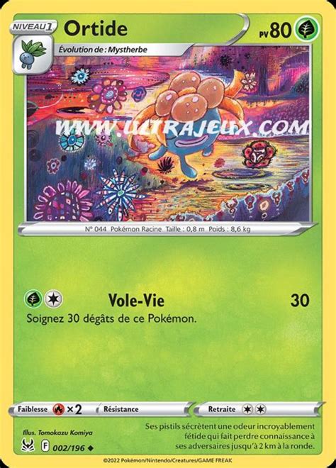 Ortide 2196 Carte Pokémon Cartes à Lunité Français Ultrajeux