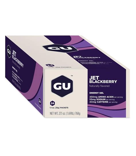 Caja 24 Uds Gu Energy Gel Sabor Jet Blackberry X2 Cafeína — Tri For Fun