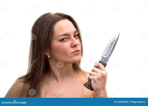Woman With A Hunting Knife Stock Photo Image Of Looks 16783502