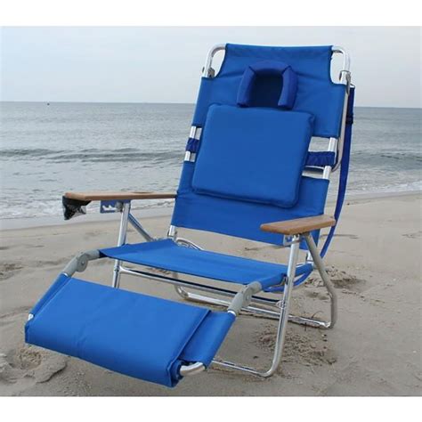Ostrich Deluxe Padded 3 N 1 Outdoor Lounge Reclining Beach Chair Blue