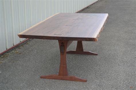 Hand Made Live Edge Walnut Dining Table With New Slender Trestle Base
