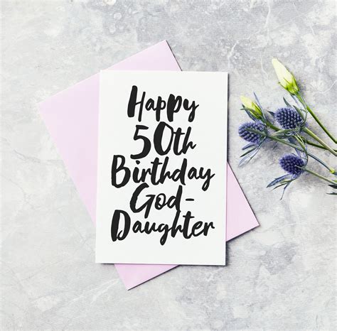 Fiftieth Birthday Greeting Card God Daughter Happy 50th Etsy