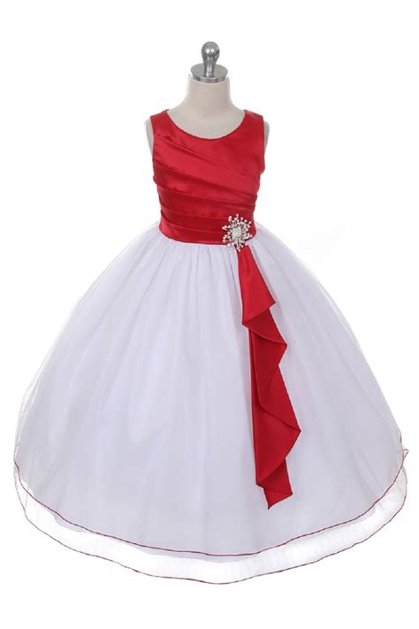 Redwhite Satin Surplice Top With Double Layer Tulle