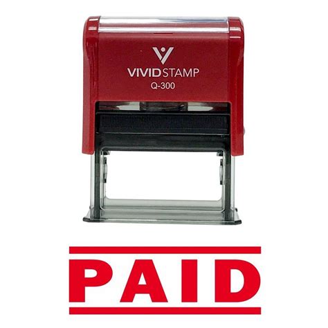 Paid Self Inking Rubber Stamp Red Large 616913267173 Ebay