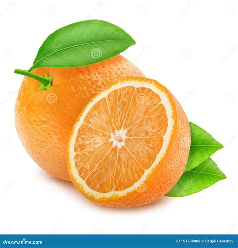 Whole And Halved Oranges Isolated On White Background Stock Image