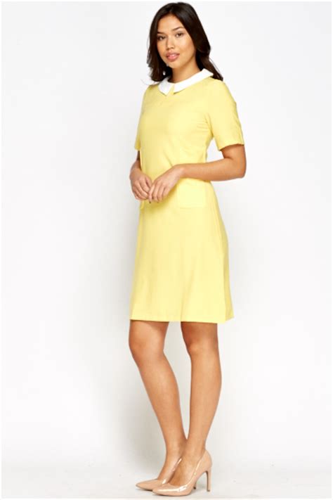 Yellow Collared Shift Dress Just 6