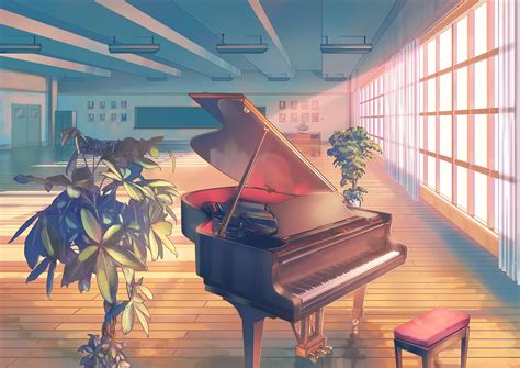 Hình Nền Hình Minh Họa Anime Phòng Học đàn Piano Ảnh Chụp Màn Hình 1527x1080