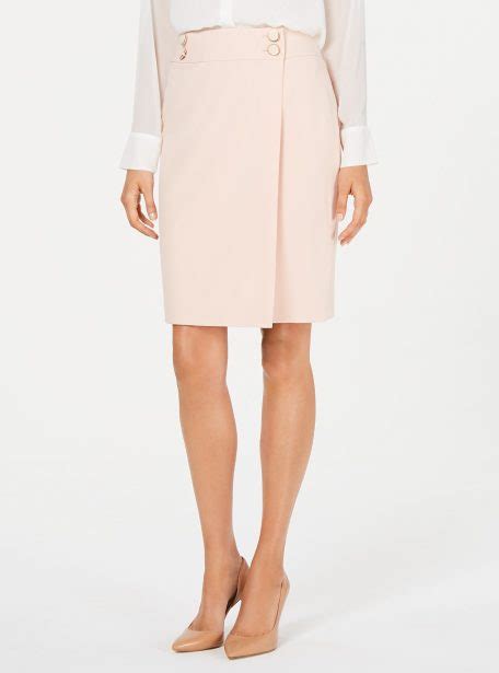 Buttoned Faux Wrap Pencil Skirt Complete Style Shop