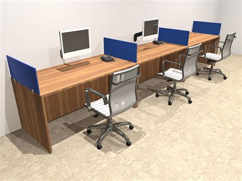 Three Person Blue Divider Office Workstation Desk Set Ot Sul Spb5
