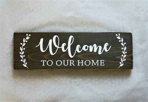 Welcome To Our Home Wood Sign Rustic Wall Hanging Decor 35x11 Etsy