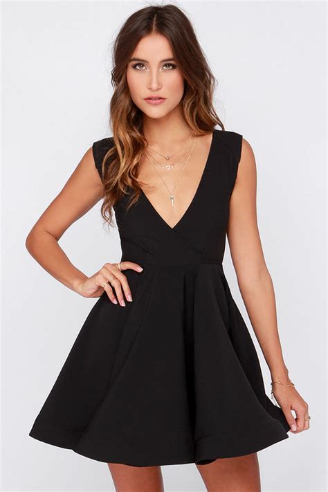 Cute Black Dress Skater Dress Lbd Structured Dress
