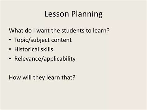Ppt Lesson Planning Powerpoint Presentation Free Download Id3149447