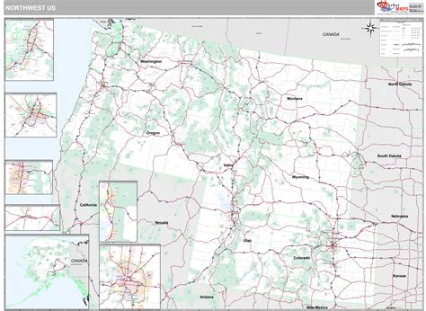 US Northwest Regional Wall Map Premium Style by MarketMAPS