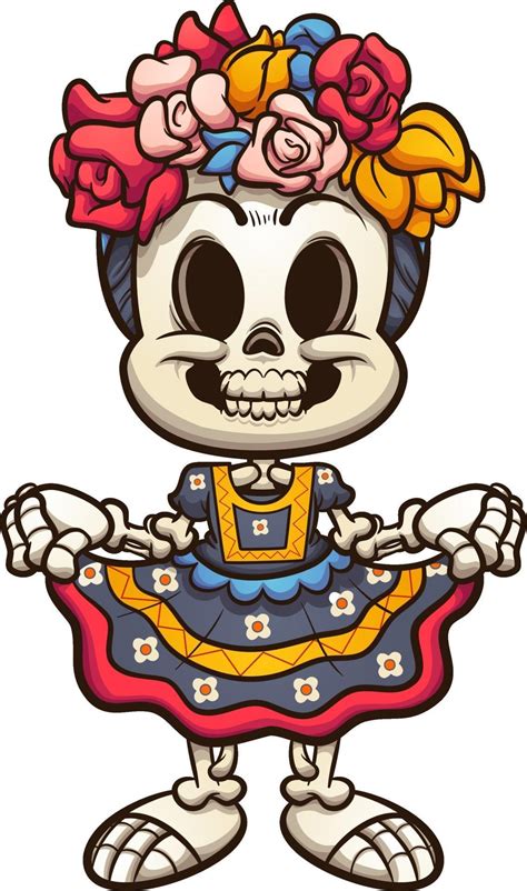 Colorful Mexican Catrina Skeleton Vector Art At Vecteezy