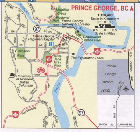 Prince George Bc Map Surrounding Area Free Printable Map Highway
