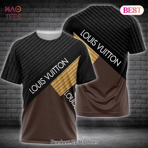 Available Louis Vuitton Black Brown Mix Brand Motifs 3d T Shirt Limited