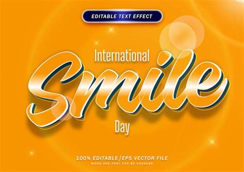 Premium Vector Smile Day 3d Text Style Effect Editable Font Effect
