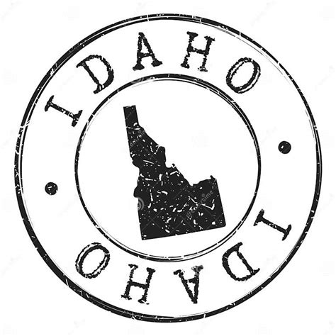 Idaho Usa Map Silhouette Postal Passport Stamp Round Vector Icon