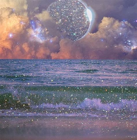 Glitter Ocean And Moon Glitter Photography Aesthetic Photography