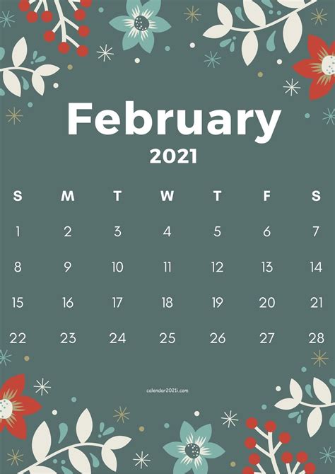 February 2021 Flower Calendar Printable Blog Planner Printable Free
