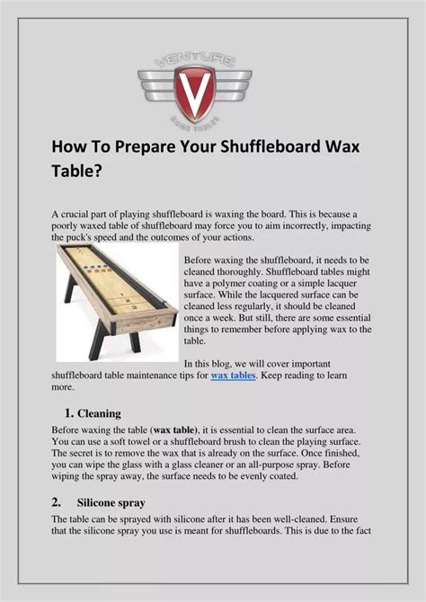 Ppt How To Prepare Your Shuffleboard Wax Table Powerpoint