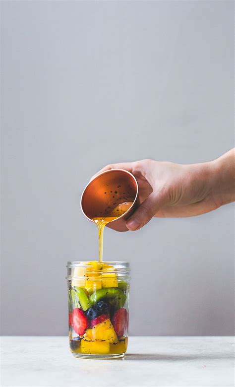 Honey Lemon Poppyseed Marinated Fruit Jars Video Take Along Snack