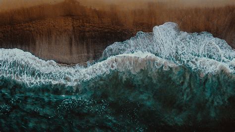 Download 1920x1080 Wallpaper Aerial View Sea Waves Seashore Nature