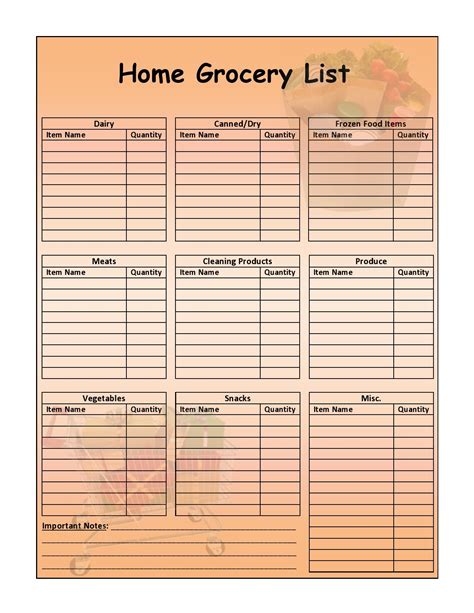 40 Best Master Grocery List Templates Printable Templatelab