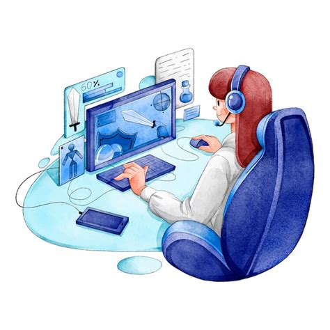Free Vector Illustrated Young Girl Playing Video Games