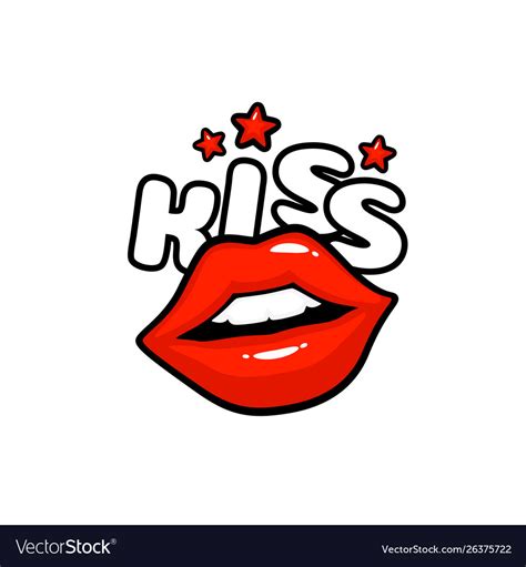 Kiss Label Sticker A Kiss A Message Red Lips Vector Image