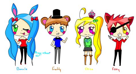 Five Nights At Freddys Anime Chibis By Angy Chan44 On Deviantart