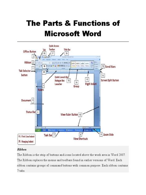 The Parts And Functions Of Ms Word Pdf Software Development Human