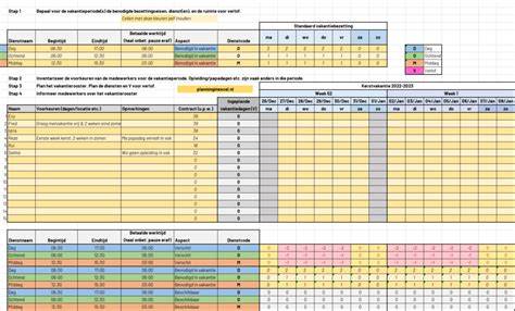 Vakantierooster In Excel Zelf Maken Excel Template Planning In