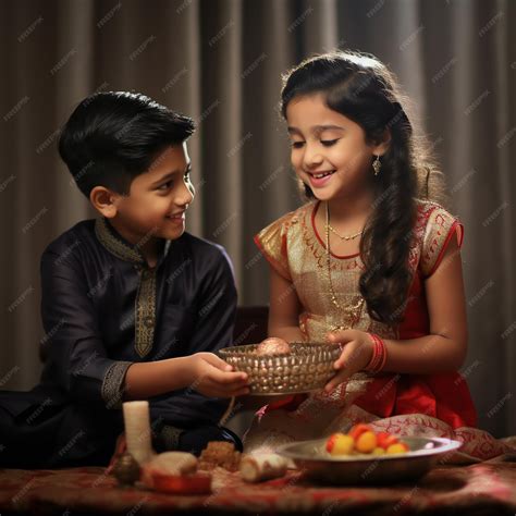 Premium Ai Image Indian Brother And Sister In Traditional Outfits On Rakhi