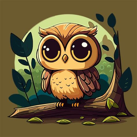 Premium Vector Cartoon Owl On A Tree Branch