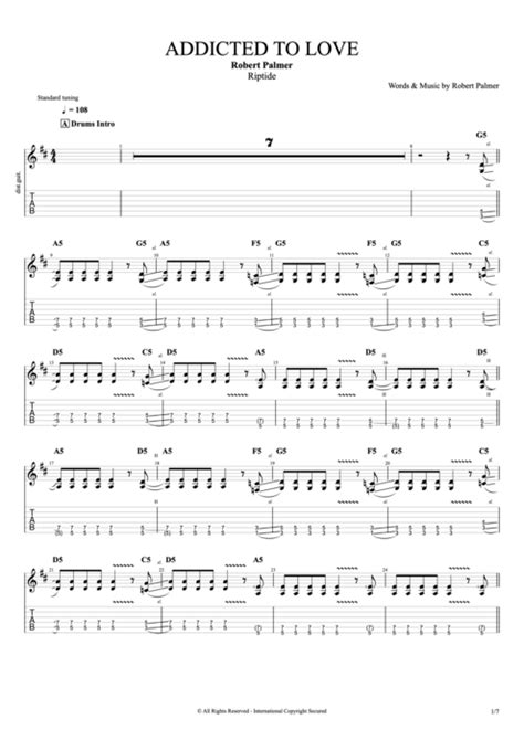 Addicted To Love By Robert Palmer Full Score Guitar Pro Tab