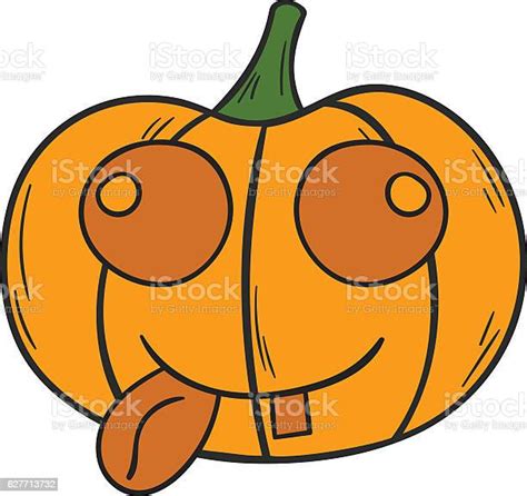 Vector Cartoon Hand Drawn Halloween Pumpkin Stock Illustration
