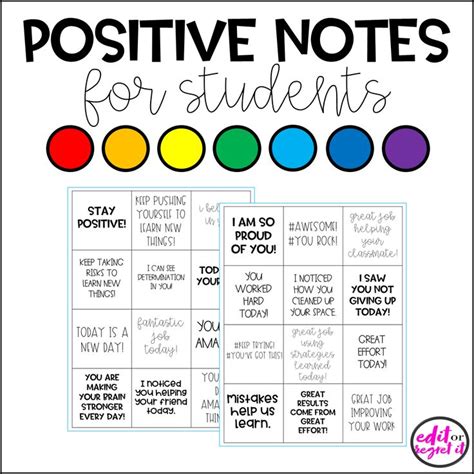 Positive Notes For Students Motivational Notes Growth Mindset
