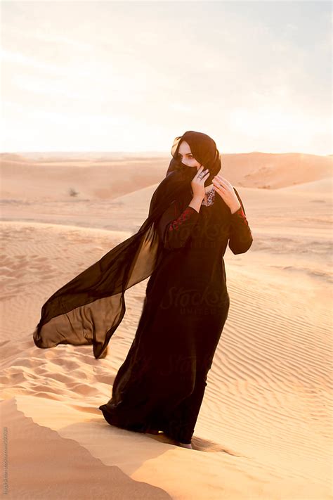 Arabian Woman In Traditional Costume Dubai Desert Uae By Hugh Sitton