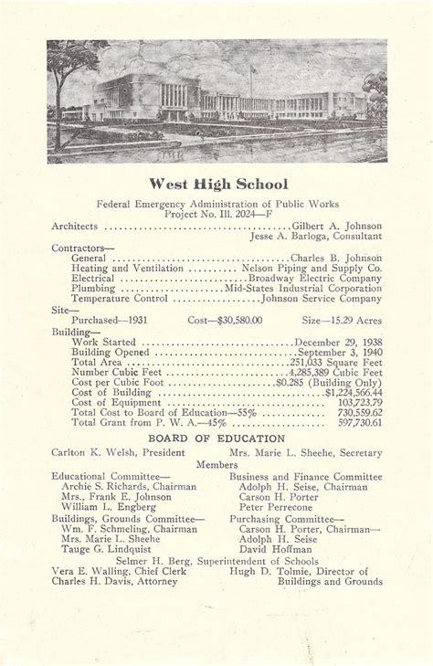 West High Opening 1940 Page 4 West High School High School Design