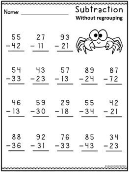 2 Digit Subtraction Without Regrouping Worksheets-Distance Learning