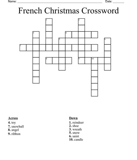 French Christmas Crossword Wordmint
