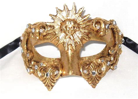Gold Paper Mache Colombina Barocco Sole Venetian Masquerade