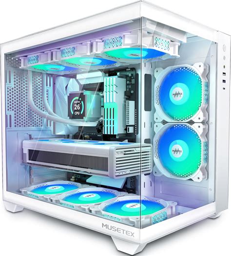 Buy Musetex 5 Pwm Argb Fans Pre Installed Atx Pc Case Modern Aesthetic