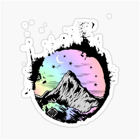 Colorful Mountain Design Sticker By Kdorber Redbubble