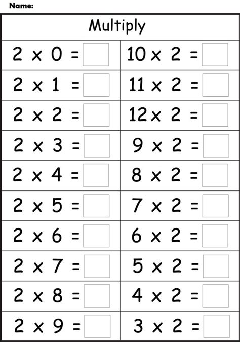 2 Times Table Worksheets To Print Math Fact Worksheets Kindergarten