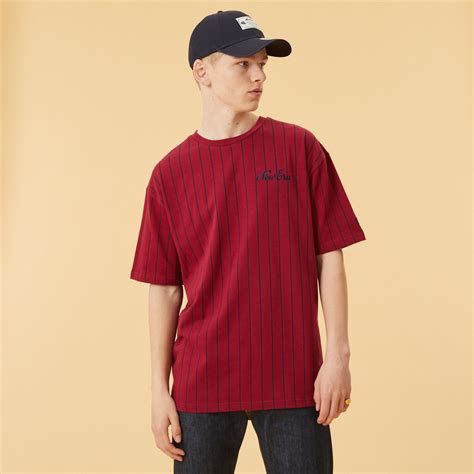 Official New Era Pinstripe Cardinal Oversized T Shirt B4390471 B4390