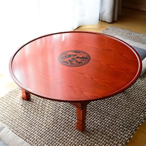 60 90cm Round Korean Coffee Table Folding Leg Asia Antique