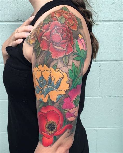 Full Color Flower Half Sleeve Tattoo By Eddie Zavala Tattoonow